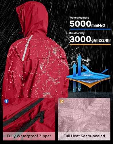 Image of Bikewa Men's Cycling Rain Jackets Waterproof Running Bike Windbreaker Lightweight Packable Hooded Jacket