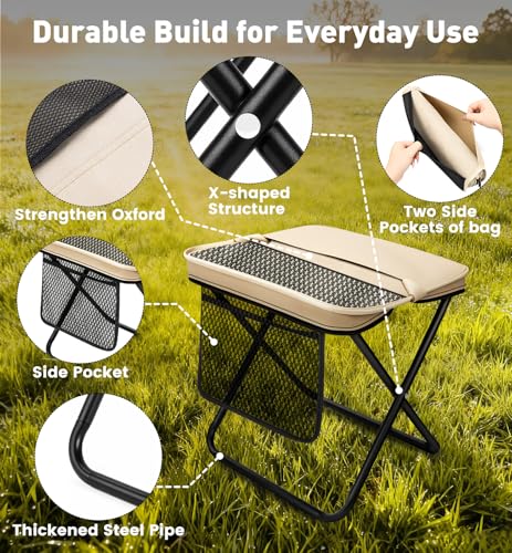 Image of 2 Pack Portable Folding Stools, 13 inch Height Collapsible Seat