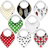 MATERIAL DURADERO: Hecho 100% de algodón orgánico y suave forro de poliéster, estos baberos bandana para bebé son lo suficientemente duraderos como para soportar el desgaste diario. Diseñados para un cuidado fácil, los baberos para bebé son lavables a máquina y resistentes al pilling para que tu bebé pueda usarlos una y otra vez desde recién nacido hasta los dos años de edad.