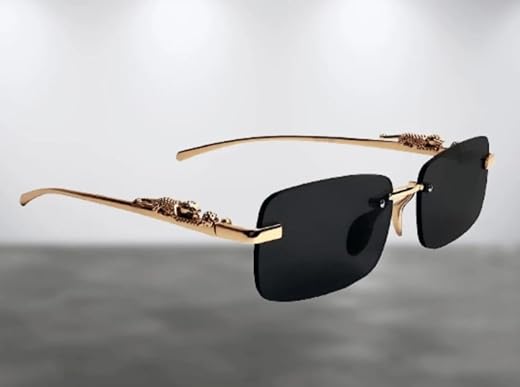 LAVISHABLE Rim-less Unisex Casual Black Sunglasses, Stainless Steel Frame, Adult Diamond Shape, Black Glass Polarized UV P...