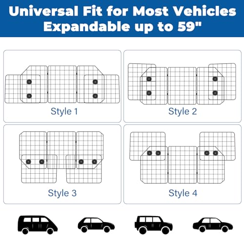 OUSHENG Car Dog Barrier for SUV, Adjustable Pet Divider Gate for Trunk Cargo Area, Universal-Fit Back Seat Heavy-Duty Wire Mesh Dogs Separator Guard Net, Vehicles Safety Travel Accessories - Image 5
