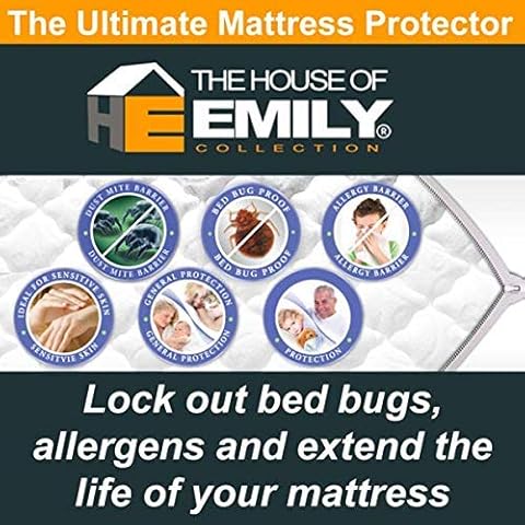 The House Of Emily Fully Enclosed Encased Waterproof Mattress Encasement Protector Cover 12" Deep Zip Closure Cover