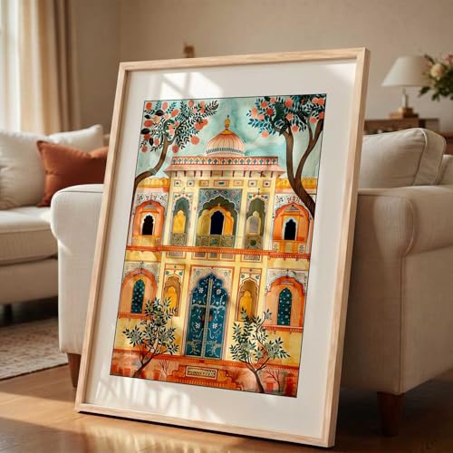 Image of kotart Madhubani Art Wall Painting Traditional Home Decoration With Frame For Living Room Bed Room Hotel Wall Decor Digital Reprint (14X20 inch)