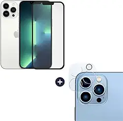 Película De Vidro 3D Tela Toda Para iPhone + Película Lente de Câmera (iPhone 13 Pro Max)