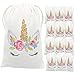 12 Pack Unicorn Party Favor Bags Unicorn Candy Bags Gift Unicorn Treats Gift Bags for Girls Birthday Unicorn Party Bag Durable Canvas Unicorn Party Supplies Pack of 12