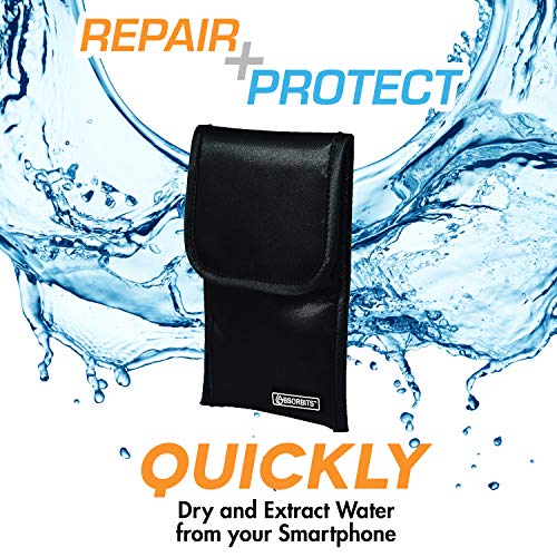 ABSORBITS Small Electronics Rescue Pouch, Wet Phone Fix with Patented Moisture Removal Technology – Rapid Drying System for All Electronic Devices (Small Electronics Pouch) Black