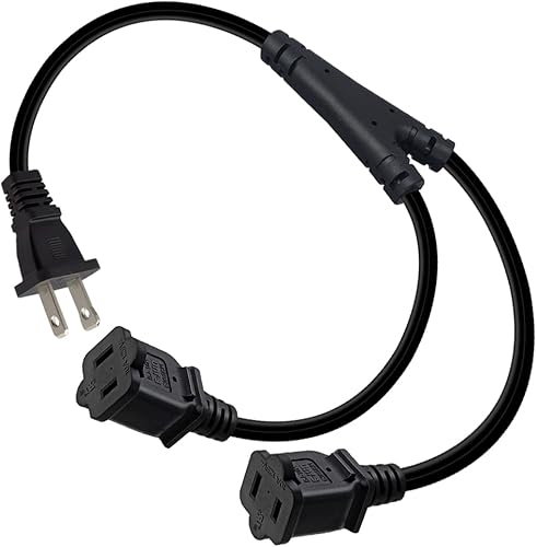 Miniatura 4 de Cable divisor Nema 1-15P a Dual Nema 1-15R polarizado, cable de alimentación macho y hembra de 2 clavijas CA de EE. UU. SPT2 18AWG 10A125V (recto 5