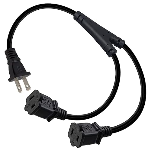 Miniatura 4 de Cable divisor Nema 1-15P a Dual Nema 1-15R polarizado, cable de alimentación macho y hembra de 2 clavijas CA de EE. UU. SPT2 18AWG 10A125V (recto 5