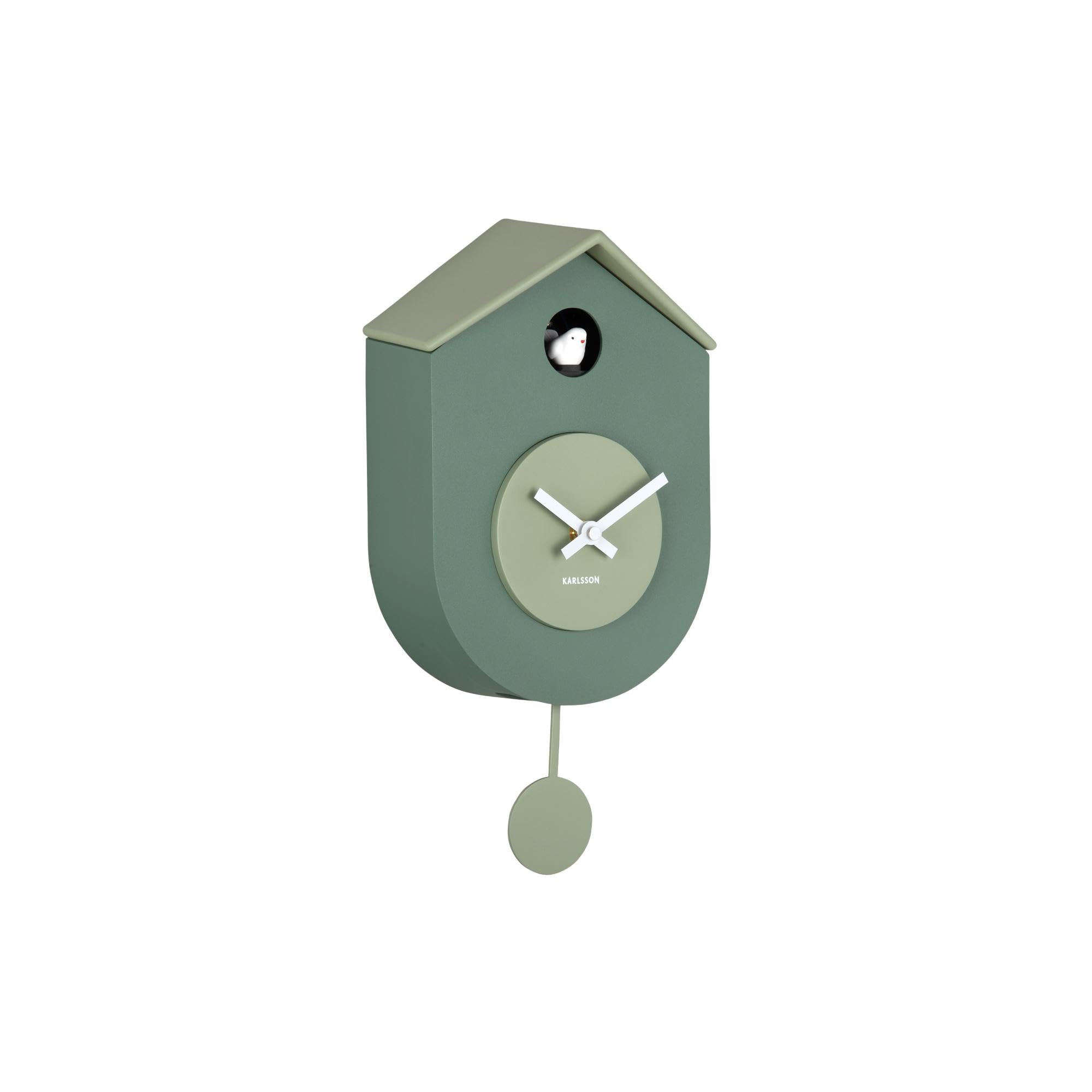 Karlsson Grato Cuckoo Wall Clock with Swinging Pendulum (Jungle Green & Grayed Jade)