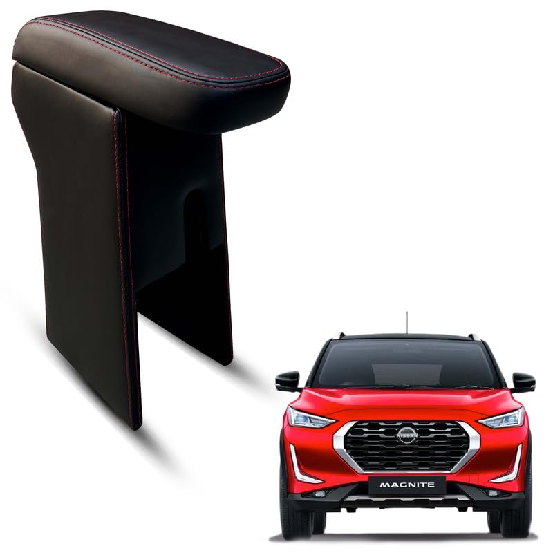 Carigiri Premium Finish Car Armrest with Storage Box And High Density Moulded Foam For Nissan Magnite (Models-2020-2025) (Red Seam,Nappa Leatherette)-picture-34