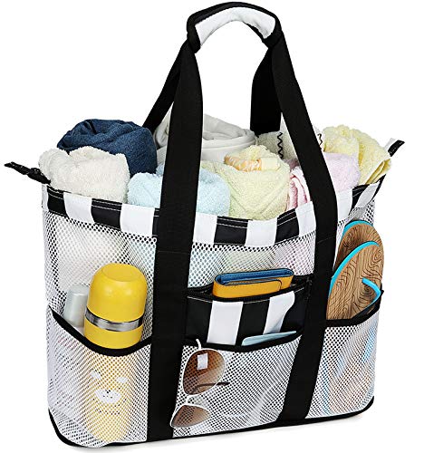 CAMTOP-Beach-Bag-Mesh-Beach-Tote-with-Cooler-Compartment-Oversized-Toy-Tote-Bag-with-Zipper 51hokXV4GfL
