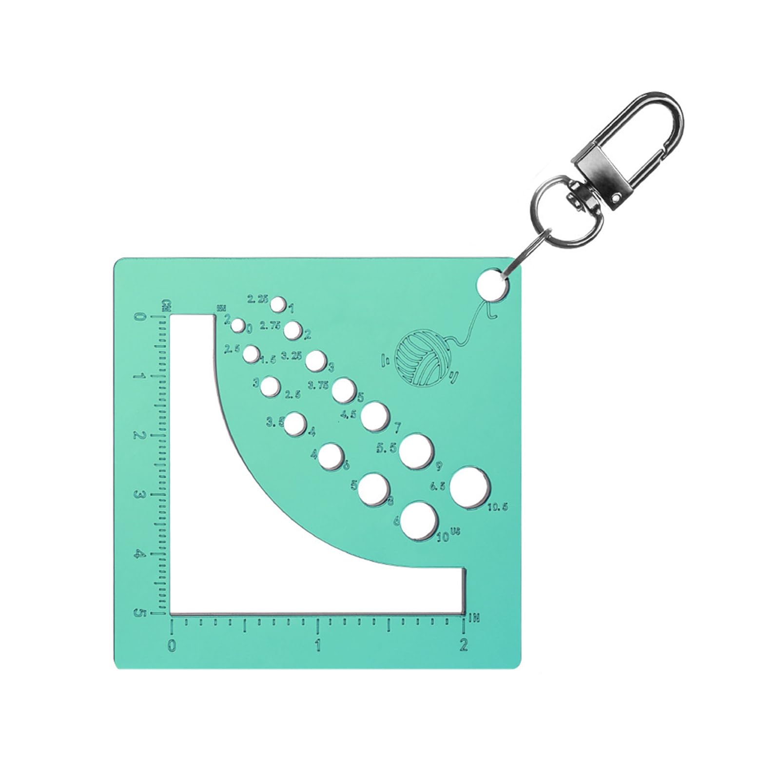 Tsophreniq Gauge Ruler with Keychain Clip Knitting Needle Gauge Square Knitting Tool for Yarns Measuring Crochet Tool Sweater Needle Ruler