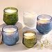 LAMORGIFT 13.5OZ Blue Glass Candle Jars for Making Candles, 6 Pack - Unique Empty Candle Jars Bulk with Bamboo Lids and Candle Making Accessories, Candle Vessels Containers for Candle Making
