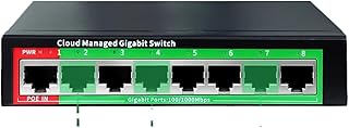 Cloud Managed Gigabit Ethernet Switch 8-Port Network 48V POE 100/1000Mbps(GS108-EU Plug)