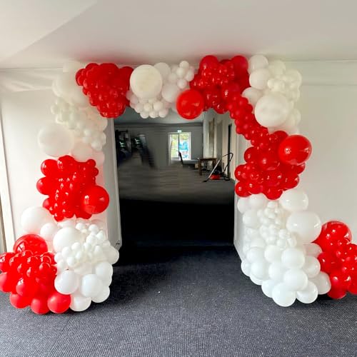 Image of Lukiituke Red and White Balloons, 57Pcs 12in White and Red Latex Balloons