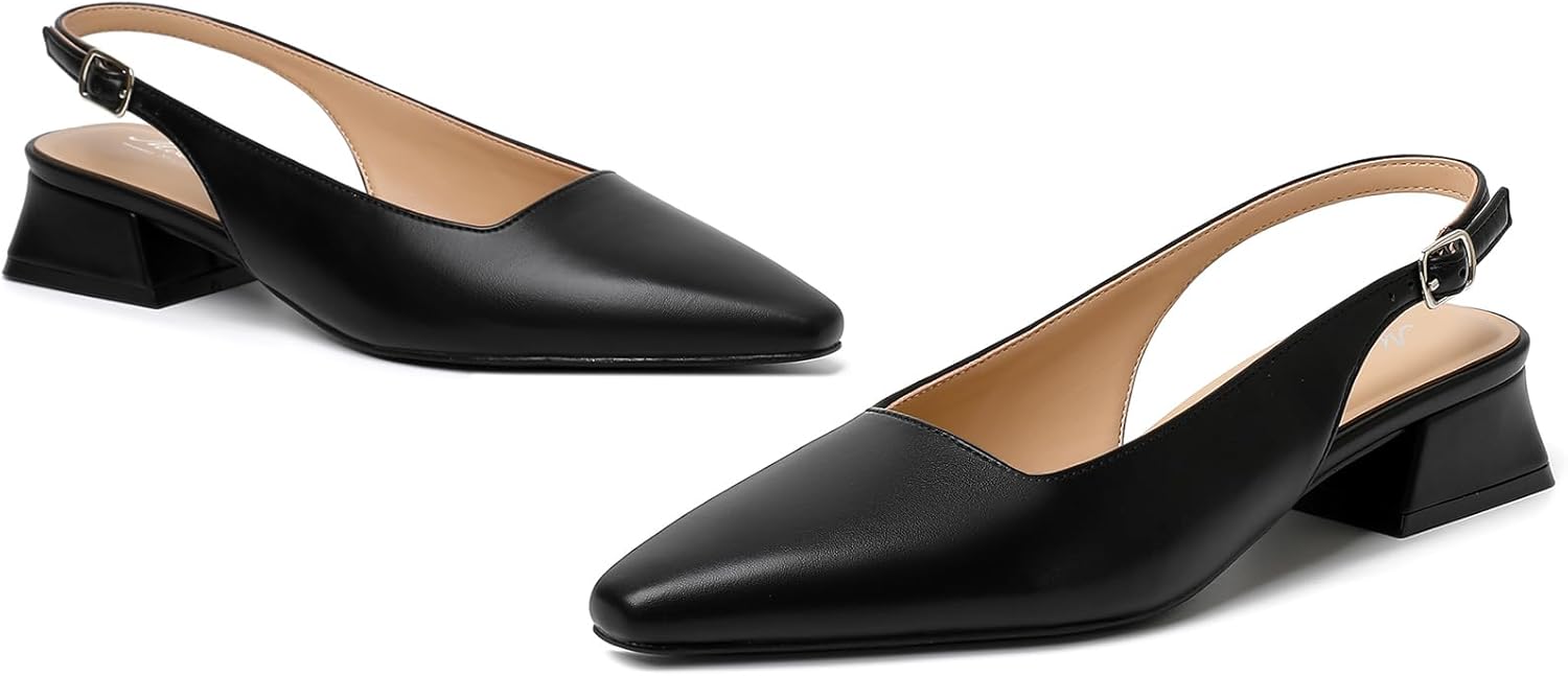 Mostrin Womens Chunky Low Heels D'Orsay Slingback Block Heel Pumps Closed Square Toe Dress Shoes for Work Office Daily Wedding - Image 9