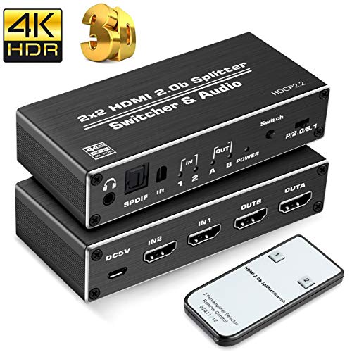 avedio links HDMI Switch 4k 60Hz HDMI Splitter, 2 Port HDMI Switcher 2