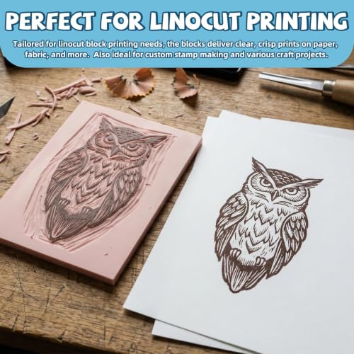 Image of 12Pcs 4x6 Inch Linoleum Blocks for Printmaking, Stamp Carving Linocut kit