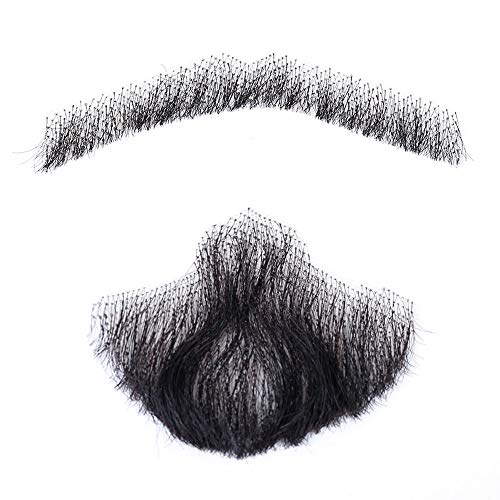Clicling Fake Beard 100% Human Hair Face Beard And Mustache For Adults Men Suitable For Film Makeup And Special Effects（Hz02-Black) #TOP5