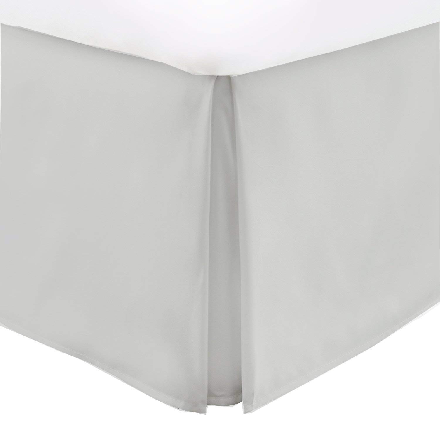 Fabricom-Retail Hotel 750-Thread Count Wrinkle & Fade Resistant Egyptian Quality Box Pleated Bed Skirt Tailored 16 inch Drop Length (Cal-King, Silver)