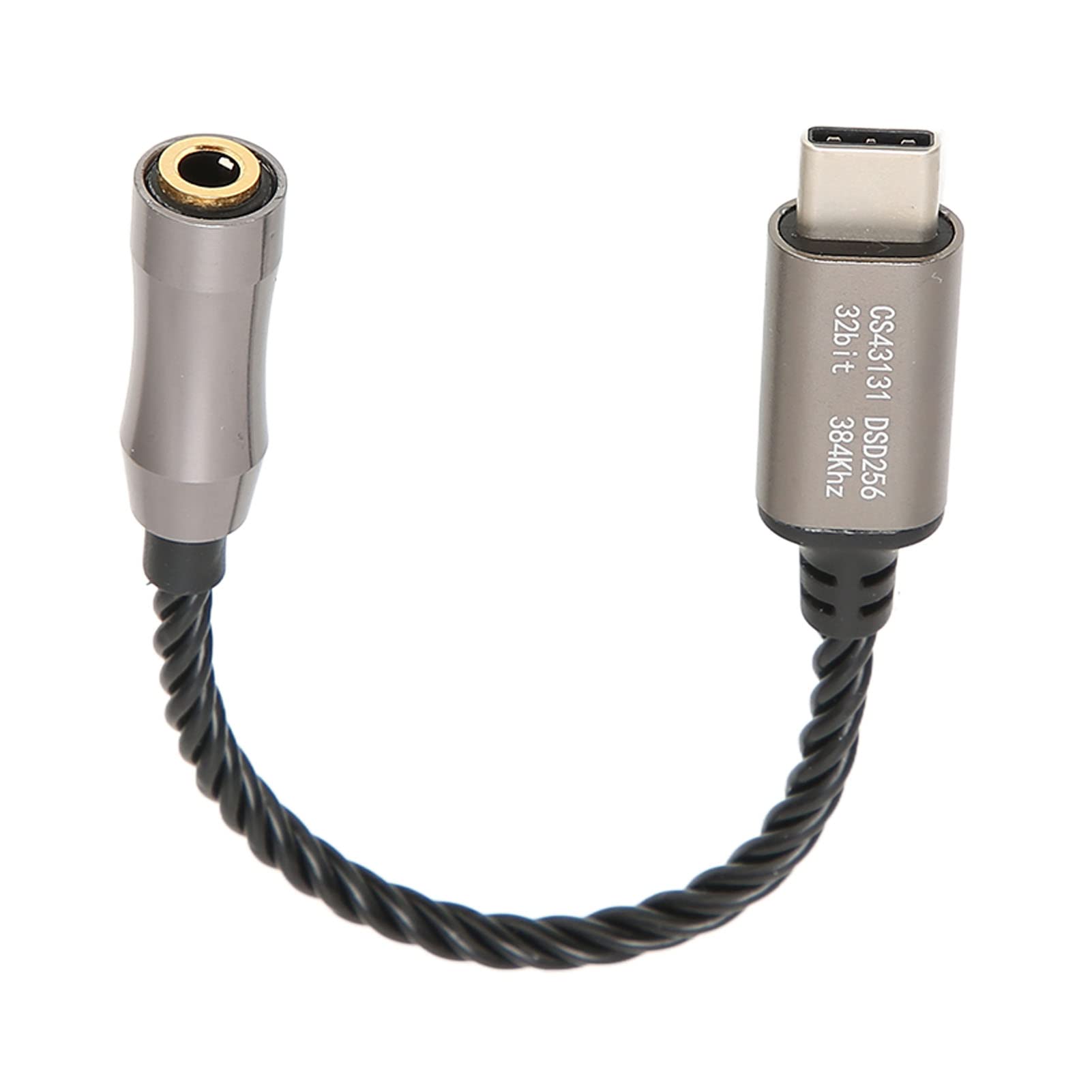 CS43131 Adattatore Amplificatore per Cuffie Chip da Tipo C a 3,5 Mm, velocità di Decodifica 32 Bit/384 KHz, per Appassionati di Musica (BLACK)