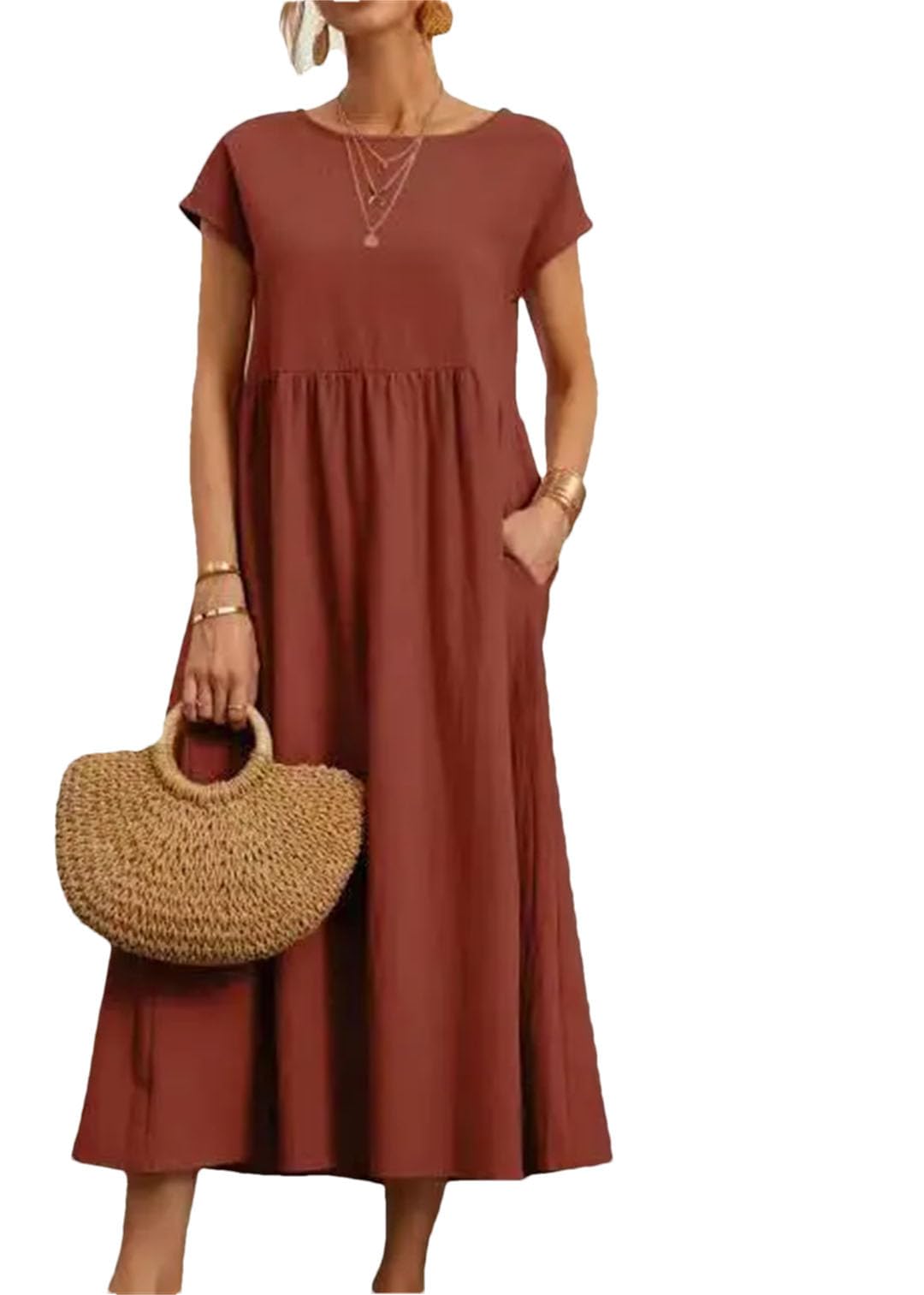 Damska sukienka midi w stylu vintage, z krótkim rękawem, bawełna i len, Harajuku, oversize, długa sukienka