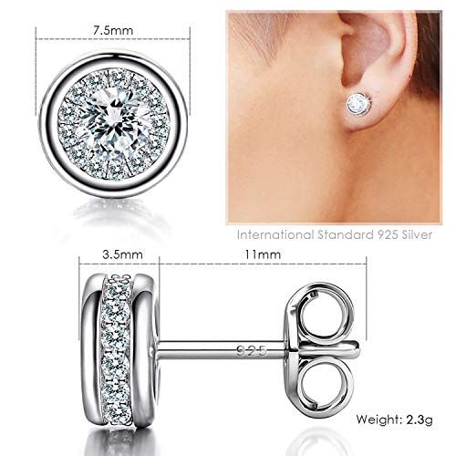 Round CZ Studs hypoallergenic for Womens Sterling Silver Cubic Zirconia Stud Earrings for Women2