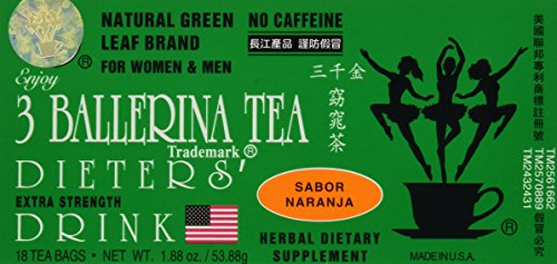 3 ballerina tea extra strength dieters' drink, orange, 18 count…