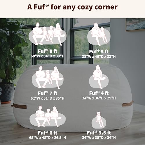 Image of Big Joe Fuf 4Ft Foam Bean Bag Chair with Removable Cover for Kids, Teens, Deep Sea Velveteen, Durable Woven Polyester, 4 Foot Large Reading and Gaming Seat | Premium Shredded Foam Filled, Velveteen, Adult-Sized Comfortable Seating, Supports Up to 300 lbs