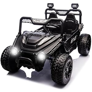 sopbost Premium 24V 2 Seater XXL Kids UTV Ride On Car with Remote Control 4WD Off Road Electric Vehicle Ride On Toy Car with EVA Tires Wheels, Metal Frame, Bluetooth (Black)