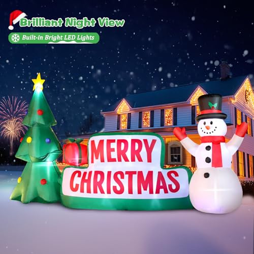 Aufblasbares Weihnachtsschild mit Schneemann und Baum – 3 m – Bild 3