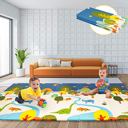 Nukdey Baby Play Mat-Folding XPE Crawling Mat for Floor Foam Playmat Large Soft Baby Mat Floor-Extra Thick Waterproof Portable Floor Mat for Toddlers 180cm*200cm*1cm