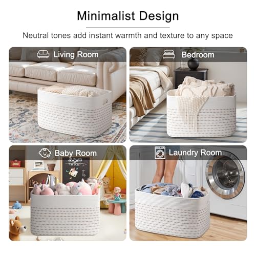 Image of OIAHOMY 75L Large Blanket Basket Rectangle Storage Basket Light Yellow