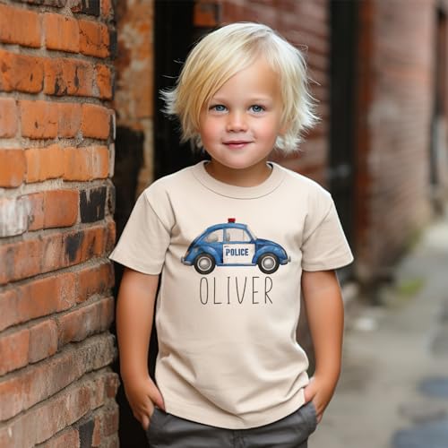 Personalized Police Car Kids Shirt - Custom Name Boys And Girls Natural Toddler & Youth Graphic Tee3
