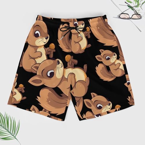 Cartoon Squirrel Men's Swim Trunks Board Shorts Quick Dry Bathing Suit Swimwear with Compression Liner3