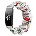 Scrunchie Watch Band Compatible with Fitbit inpire/inspire 2/inspire HR Fancy Classic Floral Print Replacement Wristbands for inpire/inspire 2/inspire HR Tracker (White/Red, Small)