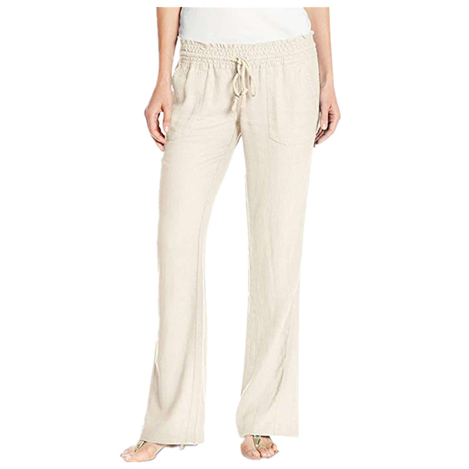 Solid Color Straight Wide Leg Pants Womens high Waist Loose and Thin Casual Fashion Trousers XL Casuki