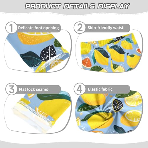 Lemon Watermelon Green Leaves Girls Leggings Ultra Soft Compression Yoga Gym Pants for Kids 4-10T3