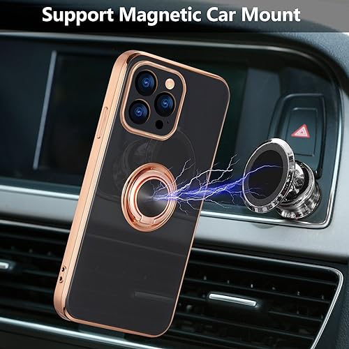 EYZUTAK Electroplated Magnetic Ring Holder Case for iPhone 15 Pro - Image 4