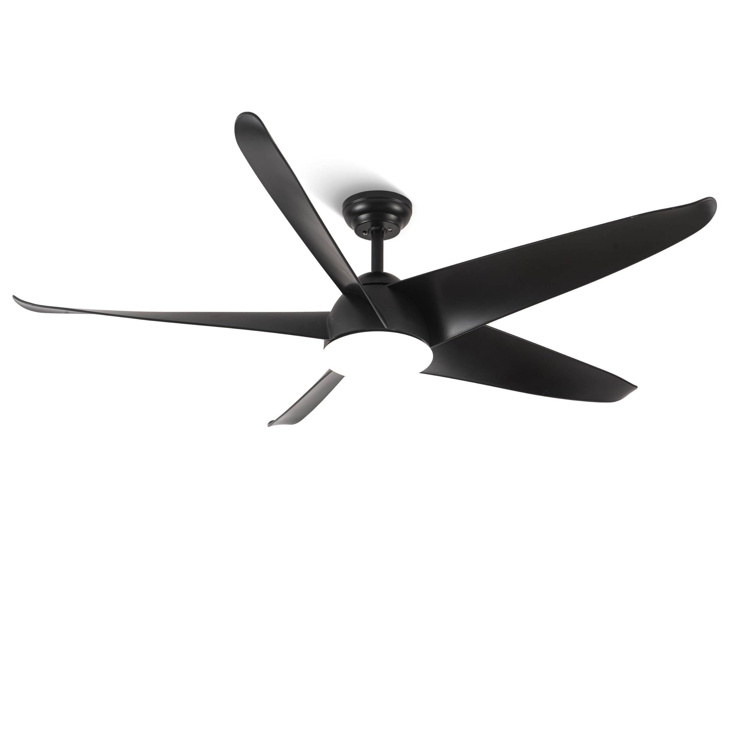 WANGOFUN60 inch Black Ceiling Fan with Lights, Modern Outdoor Damp Rated Ceiling Fan for Patios, Large Airflow Fan with Remote Dimmable 5 CCT, Quiet Reversible DC for Commercial Farmhouse