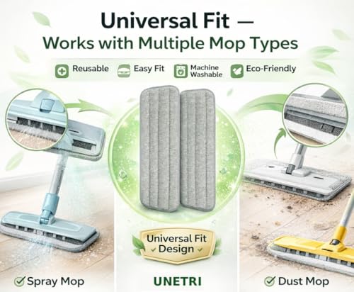 Image of Microfiber Mop Pads Replacement (2 Pack) - Universal Fit for Spray Mops & Dust Mops - Reusable, Machine Washable with 360 Degree Rotating Head - 15.3 inch x 5.1 inch - Grey [ONLY Pads]