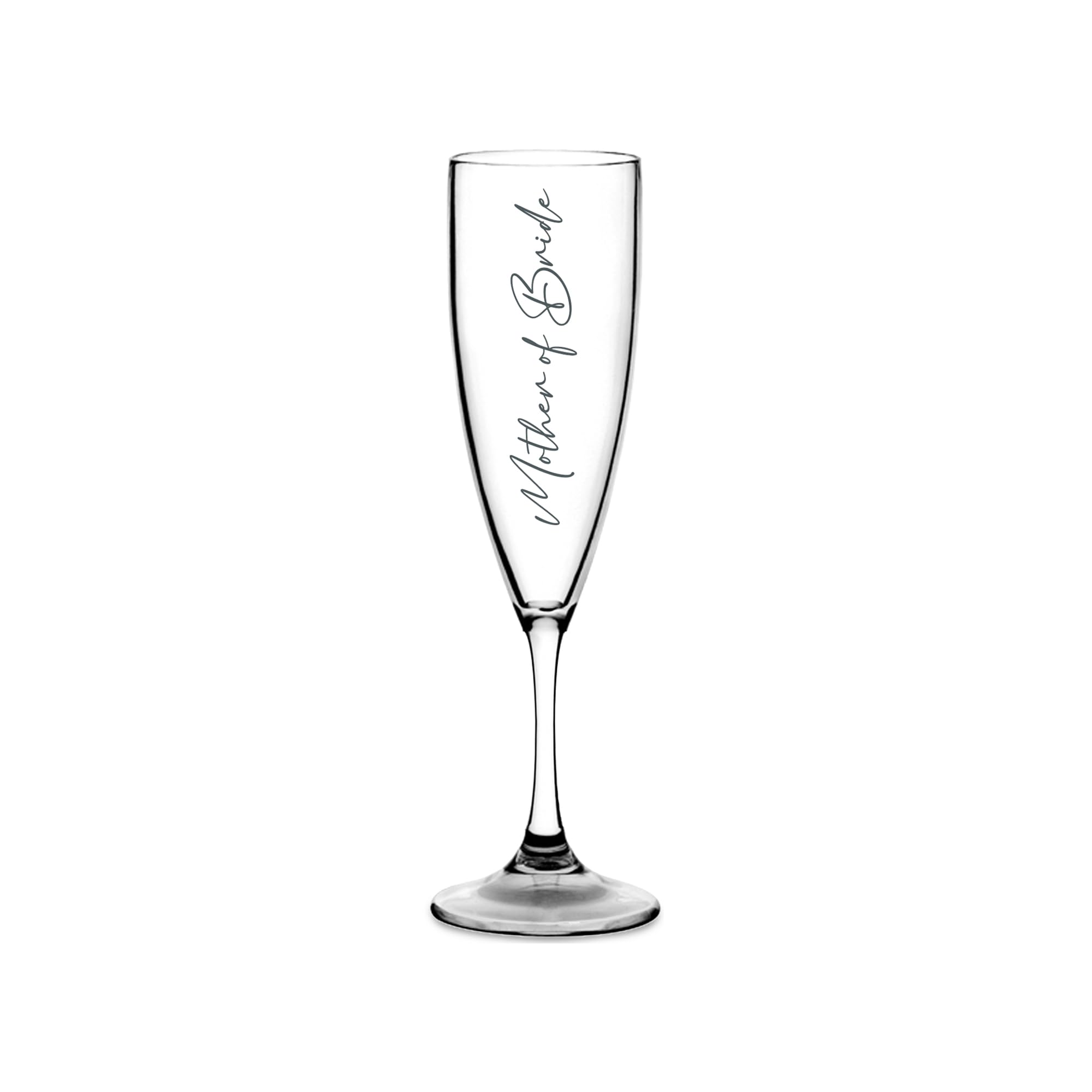 Print Maniacs Champagne Premium Clear Flute Glass Bride Groom Mr Mrs Wedding Maid Honour Wine Cocktail Prosecco Celebrations Gift (Grey, Mother of Bride)