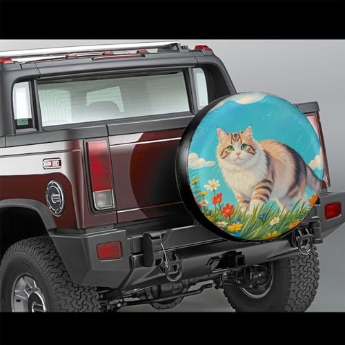Image of Funny Cat Spare Tire Cover Wheel Protector Weatherproof Wheel Cover Universal Decorative Accessories for Camper RV SUV Travel Trailer 16 inch