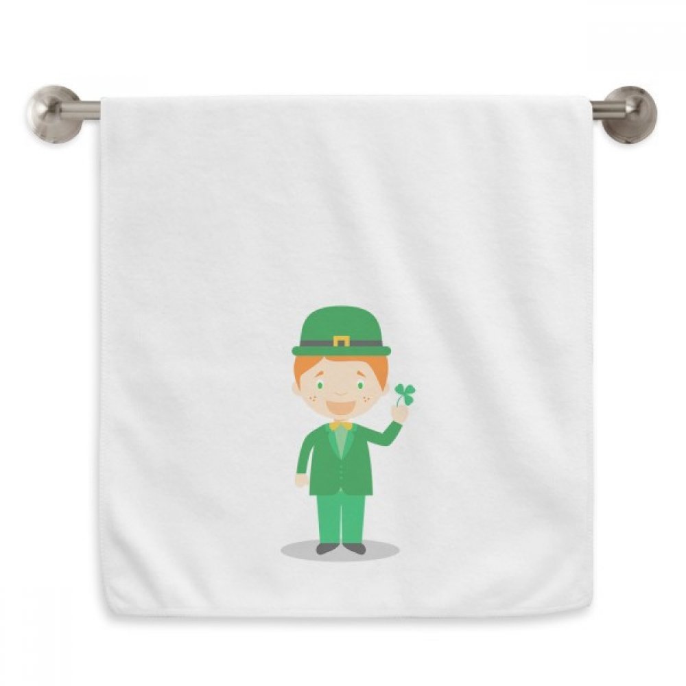 Serviette moelleuse blanche anti irritation motif dessin animé vert