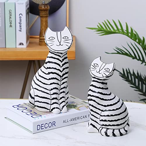TOG Ceramic Cat Figurine Desktop Sculpture Craft Home Tabletop Office Decoration Black White LHome & Garden | Home Decor | Figurines Deal