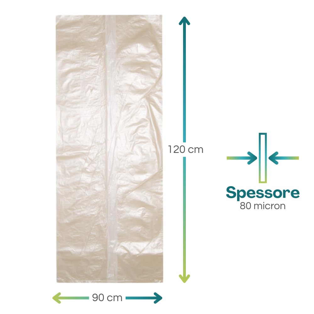 Virsus 18 kg di Sacchi Trasparenti per Spazzatura Ambra Ultra Resistenti 90x120 Alto Spessore 80 micron -Sciolti- Circa 135 Sacchi Resistenti