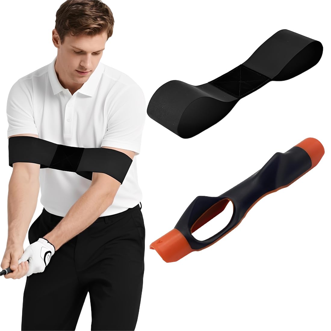 Kit de Entrenamiento Golf con Entrenador de Grip & Cinta Corrección Swing, Golf Accesorios para Zurdos & Diestros Golf en Casa