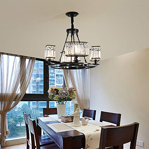 Plafonnier moderne LiChA suspension industrielle cristal 6 lampes