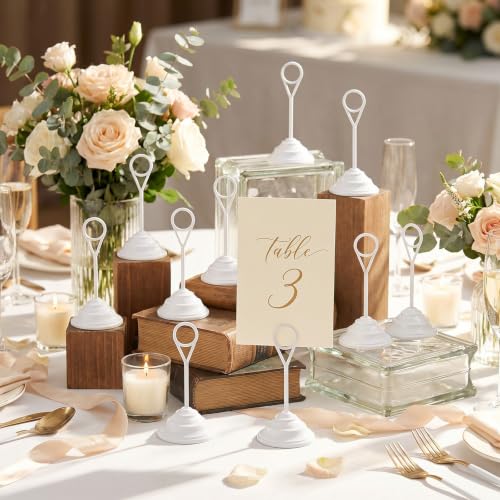 Image of 12 Pcs Table Number Holders-Metal Place Card Holders Table Number Stands Tabletop Sign Stands for Photos, Menu, Memo, Notes, Wedding, Restaurant, Banquet, Birthday(2.4 inch X 4.3 inch,White)