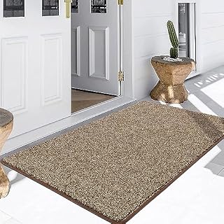 SHACOS Non Slip Doormat 60 x 90cm Absorbent Machine Washable Brown Door Mat Low Profile Front Door Mat Carpet Entrance Rug Resist Dirt Trapper Floor Mat for Kitchen Bathroom